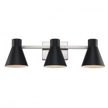 Trans Globe 22383 BK-BN - 3LT VANITY-FLARED SHADE-BK-BN